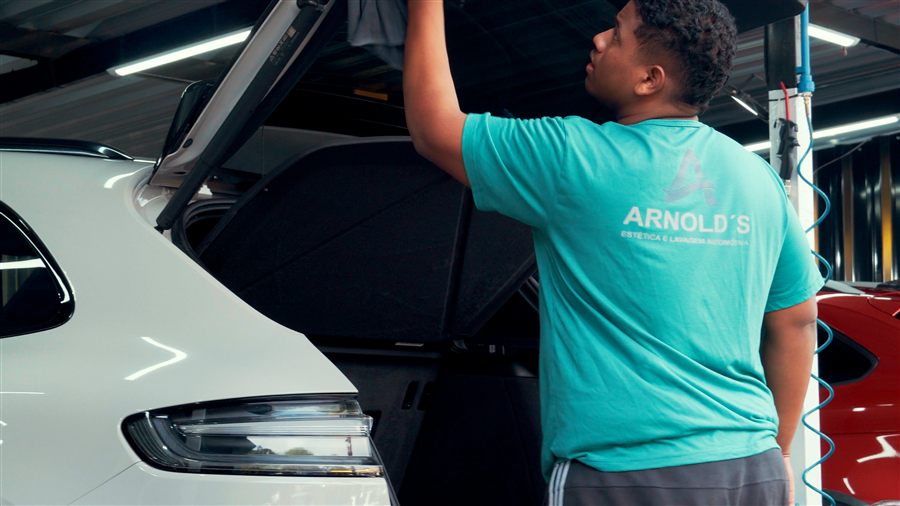 Profissional Arnold's realizando higienização